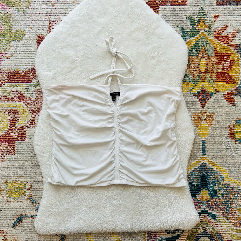Banana Republic White Ruched Women’s  Halter Top Size XL
